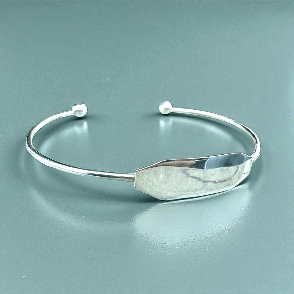 Vintage ID Cuff Bracelet Sterling Silver Minimalist 925 Identity Midcentury